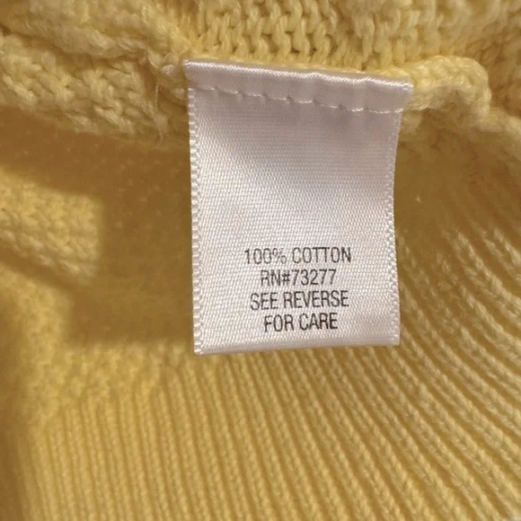 Banana Yellow Crew Neck Cable Knit Sweater 100% Cotton Size Small - Picture 3 of 4